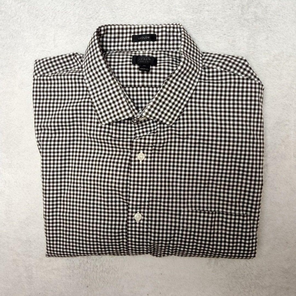 JCrew Shirt Mens XL Brown Check Button-Up Slim Ludlow 120s 2 Ply Work School